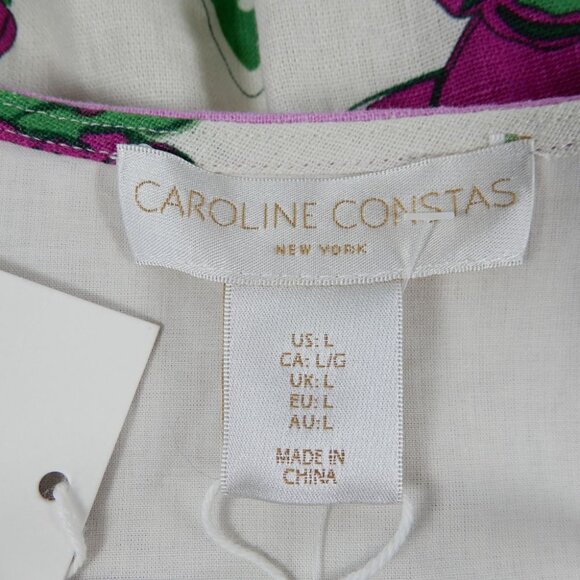 Caroline Constas Twist Front Crop Top & Midi Skirt SET L Linen Blend Floral NEW - Picture 11 of 14